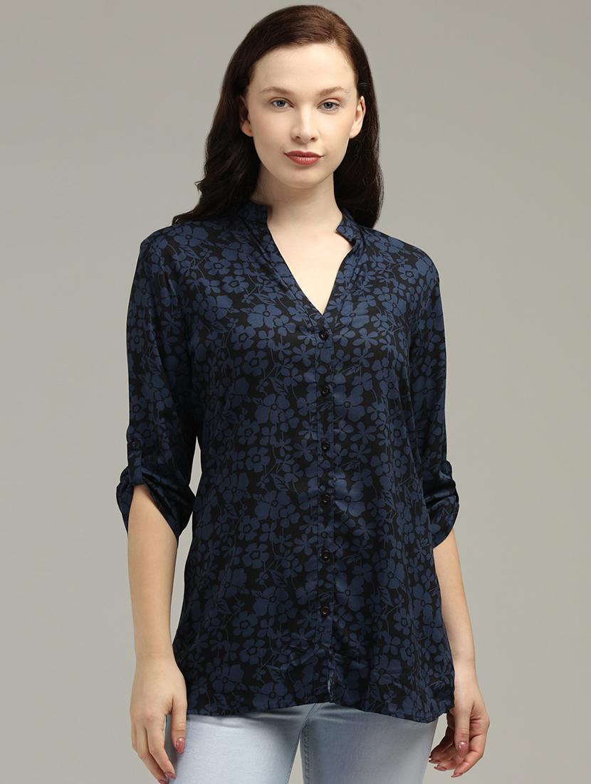 mandarin neck floral top - 17493184 - Zoom Image - 1