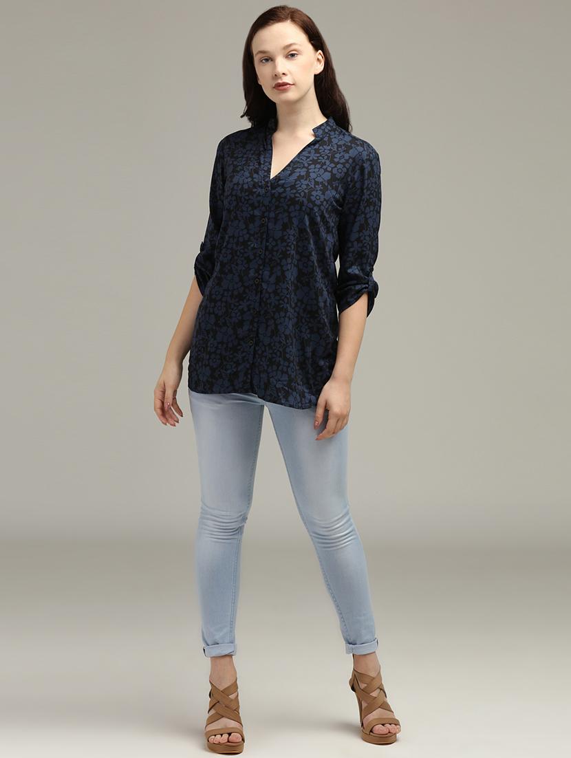 mandarin neck floral top - 17493184 - Zoom Image - 4