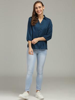 shirt collar solid top - 17493190 - Standard Image - 4