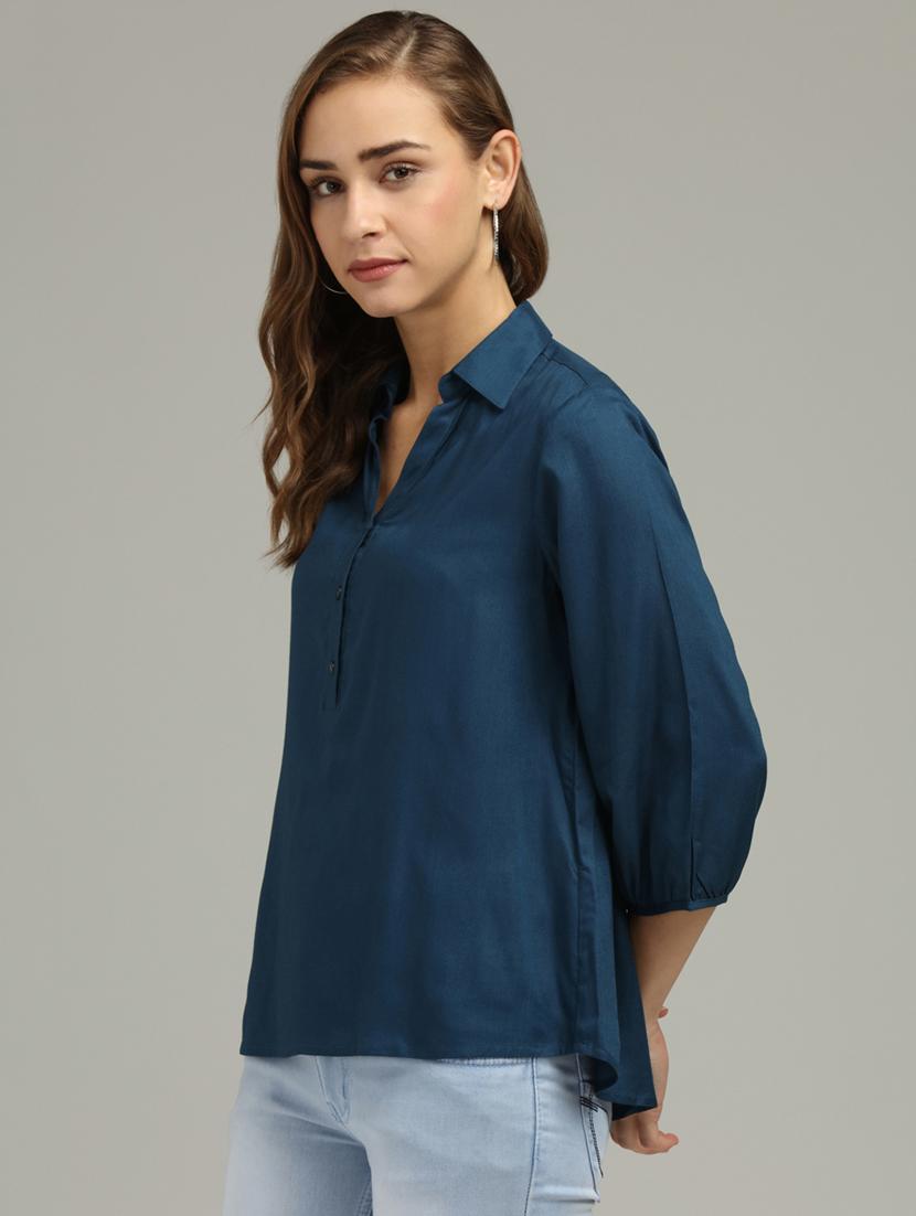 shirt collar solid top - 17493190 - Zoom Image - 2
