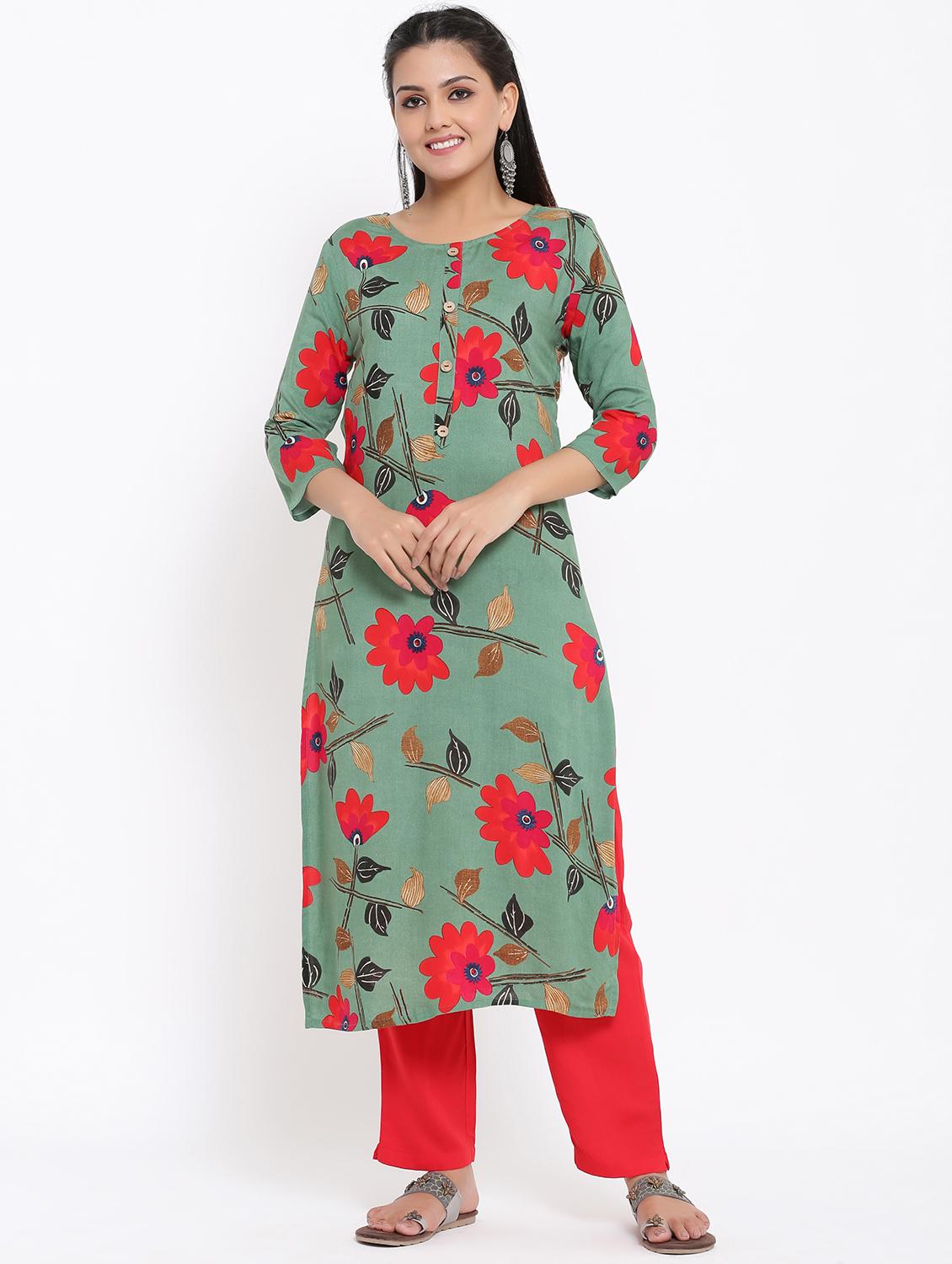 floral kurta pant set - 17494063 - Zoom Image - 1