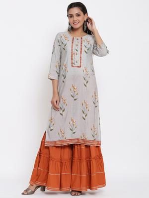 floral kurta sharara set - 17494065 - Standard Image - 4