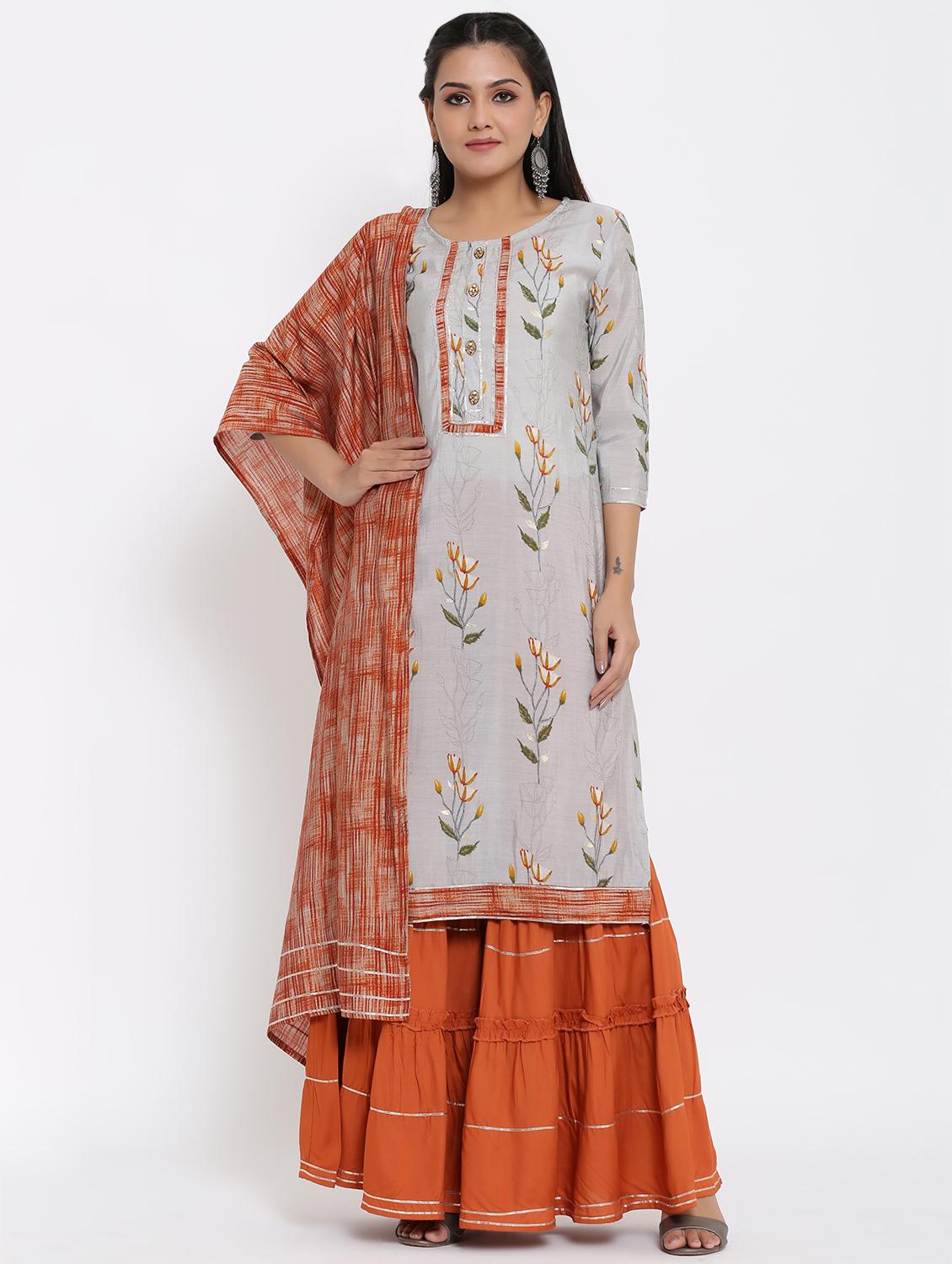 floral kurta sharara set - 17494065 - Zoom Image - 1