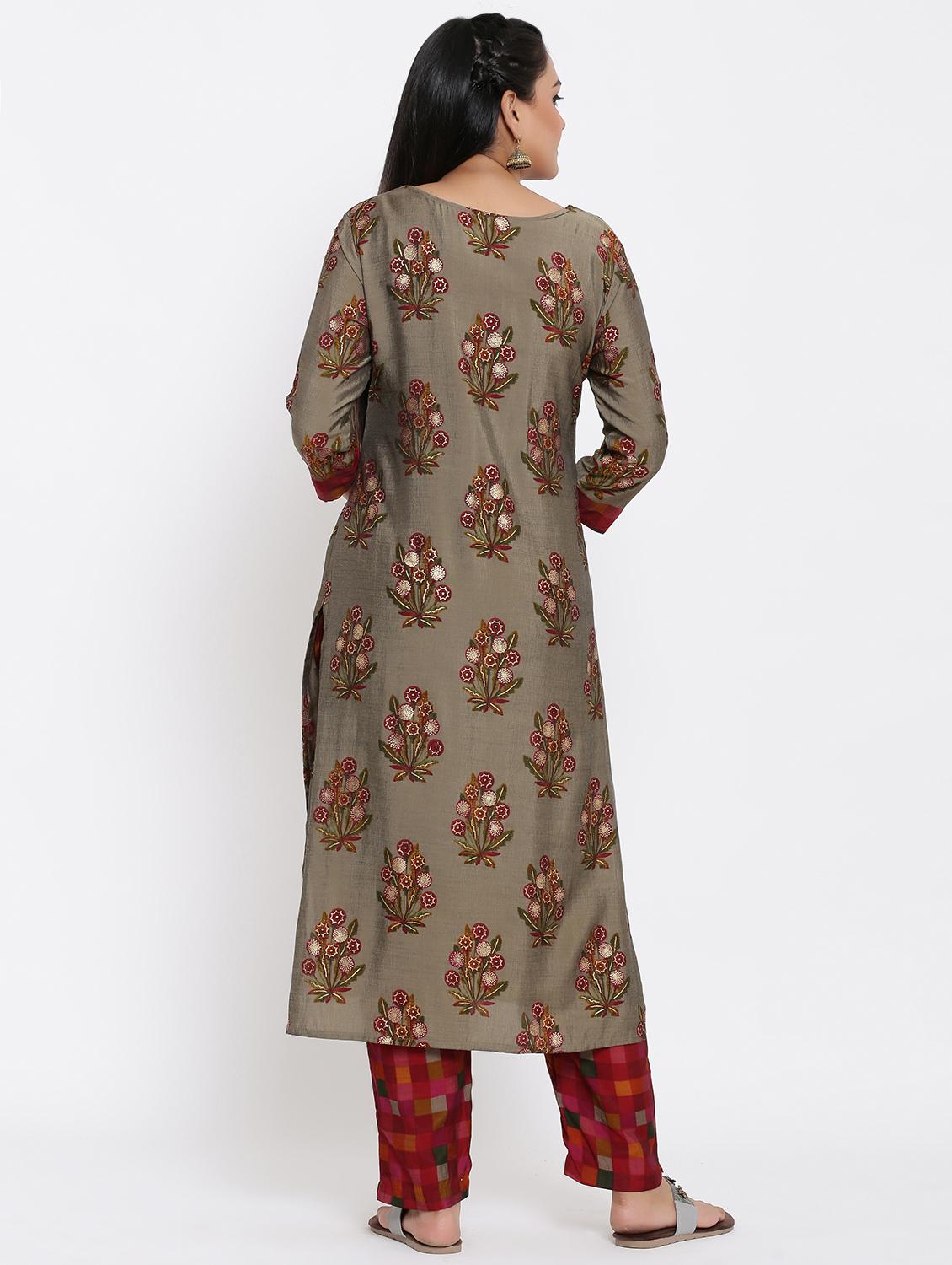 floral kurta pant set - 17494073 - Zoom Image - 3