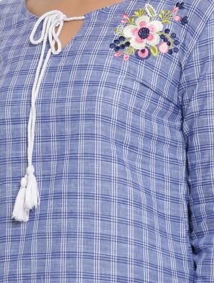 blue cotton blend regular top - 17494168 - Standard Image - 5