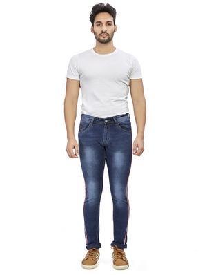 blue light washed side taped denim jeans - 17494173 - Standard Image - 4