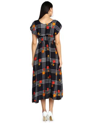 round neck floral a-line dress - 17494194 - Standard Image - 3