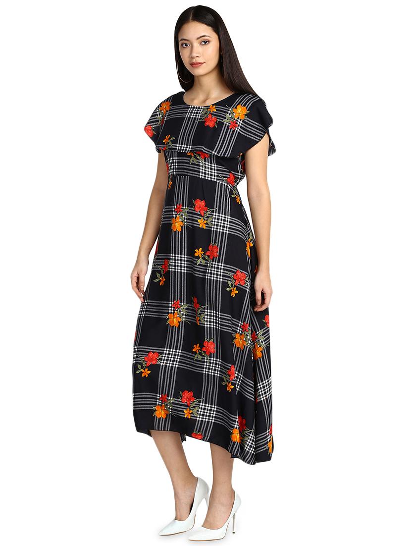 round neck floral a-line dress - 17494194 - Zoom Image - 2