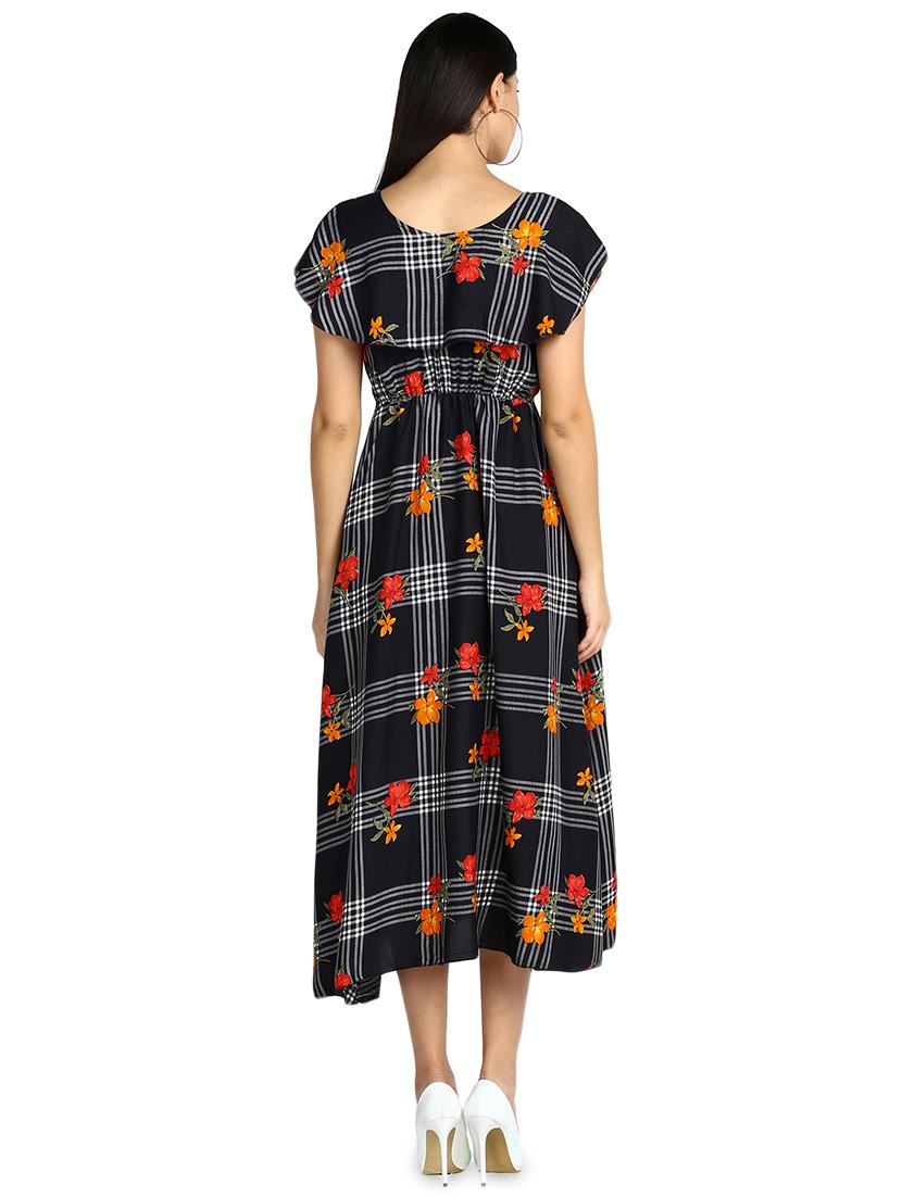 round neck floral a-line dress - 17494194 - Zoom Image - 3