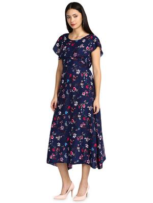 round neck floral a-line dress - 17494196 - Standard Image - 2