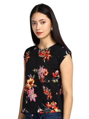 key hole neck floral top - 17494216 - Standard Image - 2