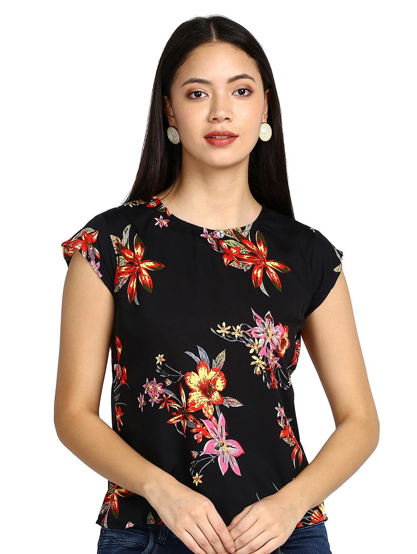 key hole neck floral top - 17494216 - Zoom Image - 1