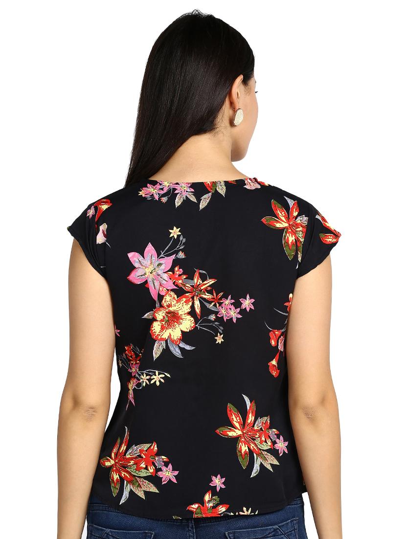 key hole neck floral top - 17494216 - Zoom Image - 3