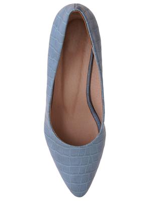 blue pu slip on pumps - 17494863 - Standard Image - 4
