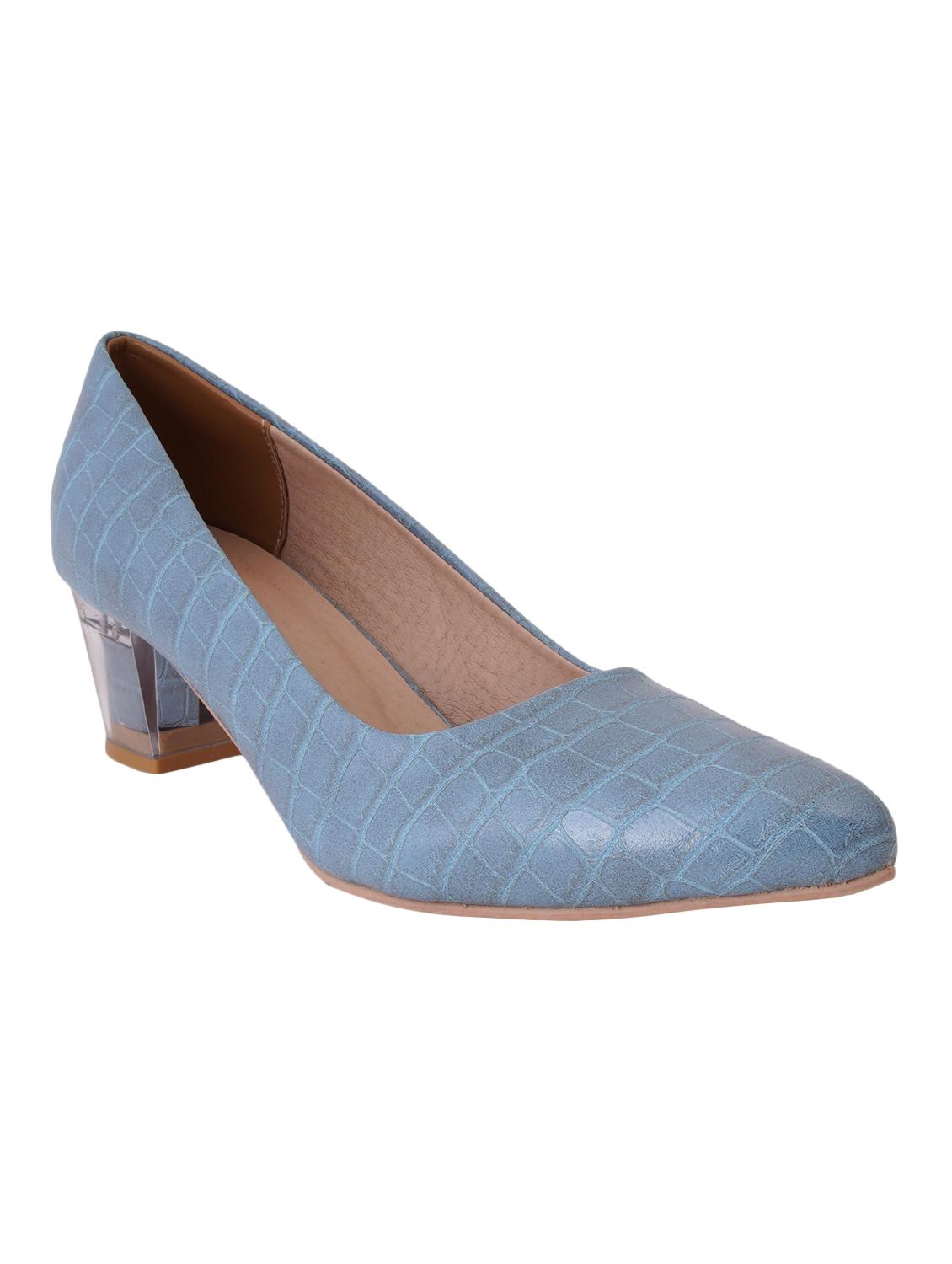 blue pu slip on pumps - 17494863 - Zoom Image - 1