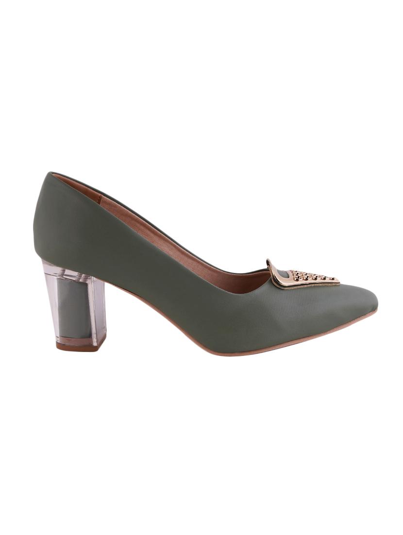 green pu slip on pumps - 17494866 - Zoom Image - 2