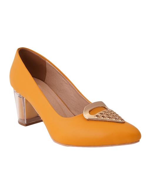 yellow pu slip on pumps - 17494869 - Standard Image - 1