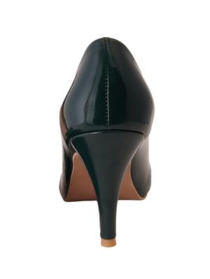 green pu slip on pumps - 17494871 - Standard Image - 3