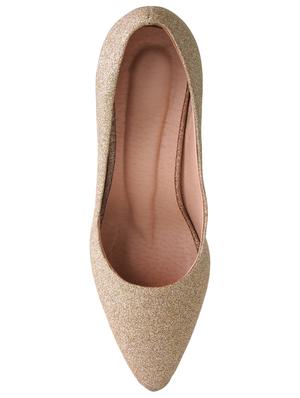 gold pu slip on pumps - 17494877 - Standard Image - 4