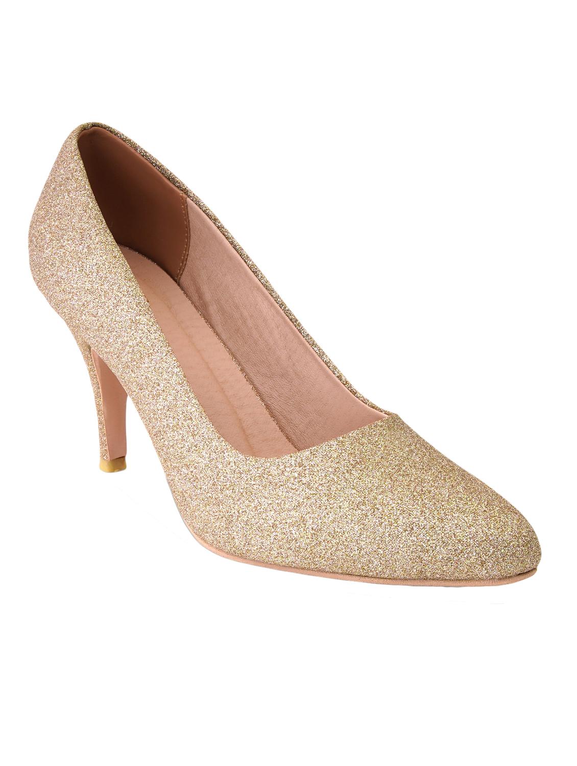 gold pu slip on pumps - 17494877 - Zoom Image - 1