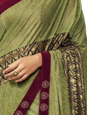 foil printed saree with blouse - 17494986 - Standard Image - 3