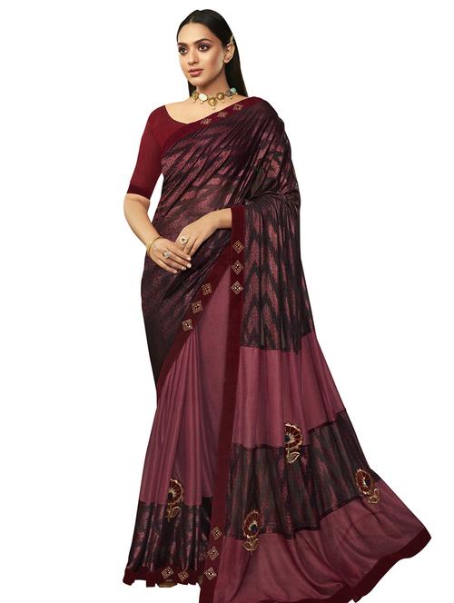 foil printed saree with blouse - 17494987 - Standard Image - 1