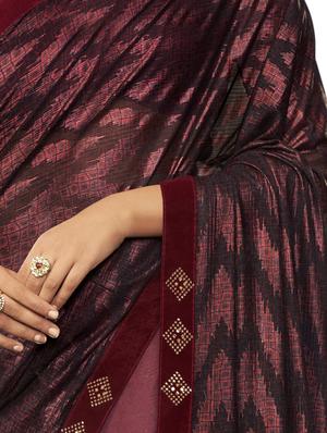 foil printed saree with blouse - 17494987 - Standard Image - 3