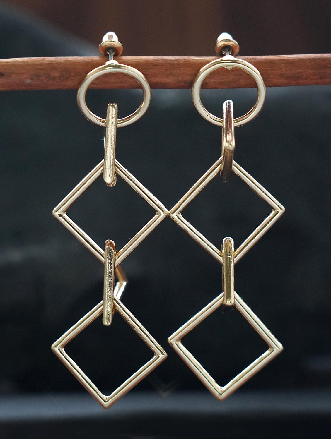 gold metal drop earring - 17495199 - Zoom Image - 1