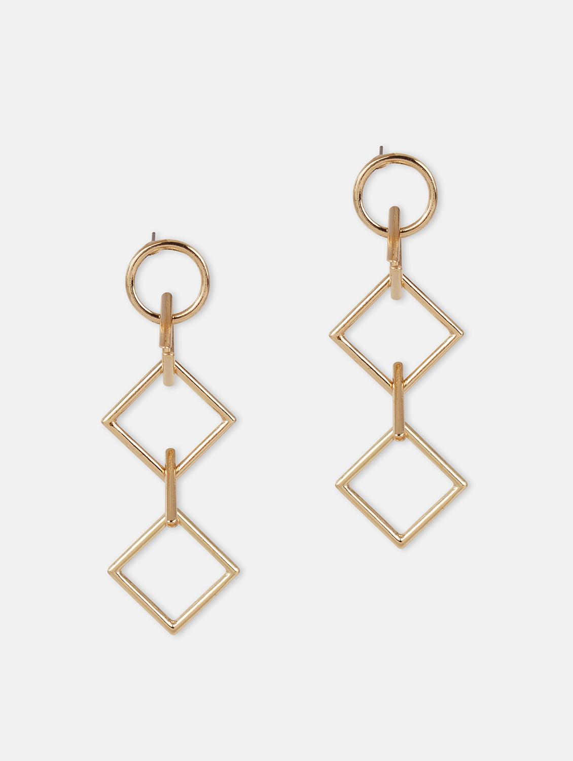 gold metal drop earring - 17495199 - Zoom Image - 2