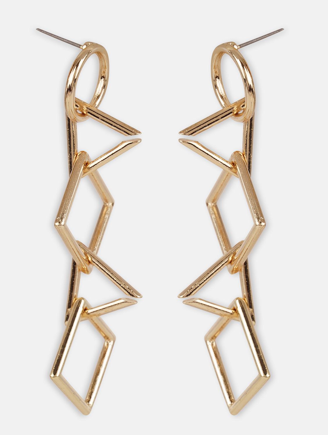 gold metal drop earring - 17495199 - Zoom Image - 3