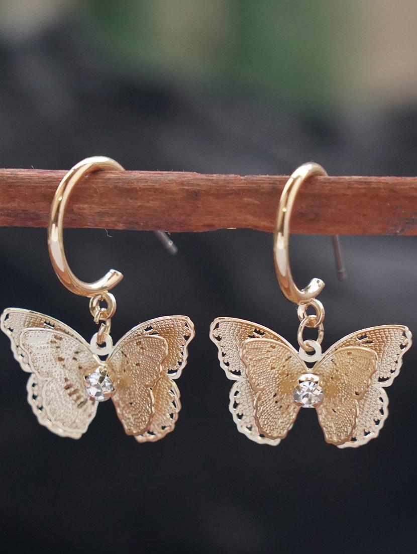gold metal drop earring - 17495204 - Zoom Image - 1