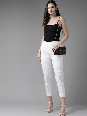 white cotton straight tapered pant - 17495664 - Standard Image - 4