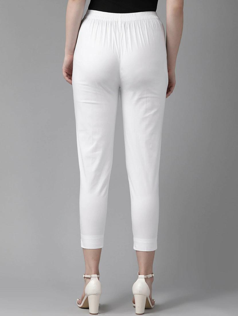 white cotton straight tapered pant - 17495664 - Zoom Image - 3