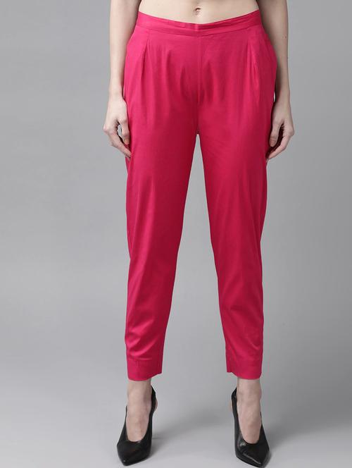 pink cotton straight tapered pant - 17495666 - Standard Image - 1