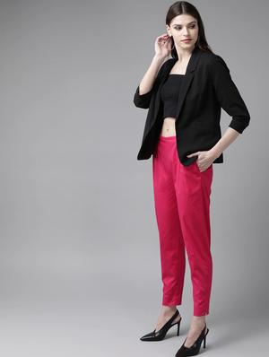 pink cotton straight tapered pant - 17495666 - Standard Image - 4