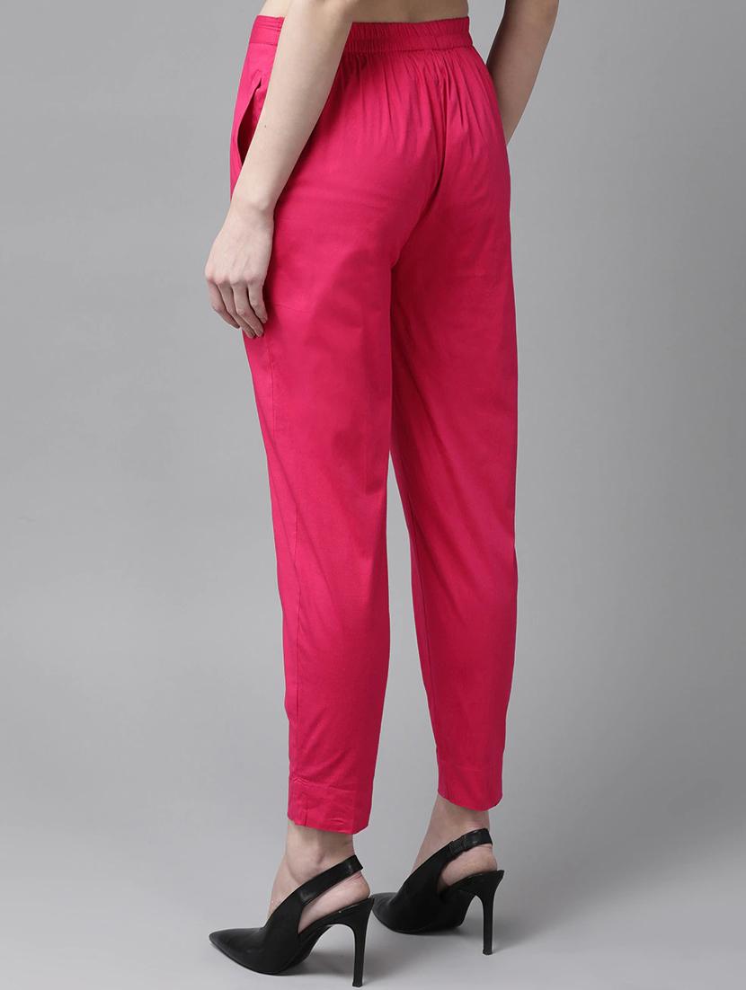 pink cotton straight tapered pant - 17495666 - Zoom Image - 3