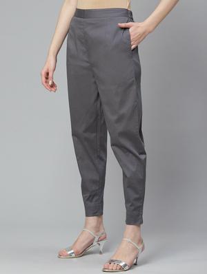 grey cotton straight tapered pant - 17495669 - Standard Image - 2