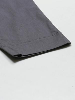 grey cotton straight tapered pant - 17495669 - Standard Image - 5