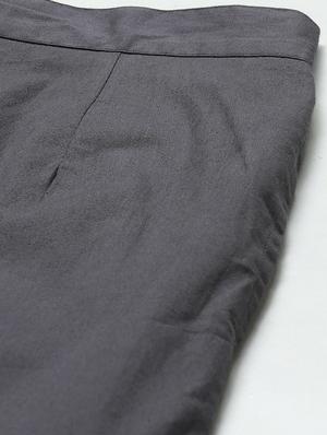 grey cotton straight tapered pant - 17495669 - Standard Image - 6