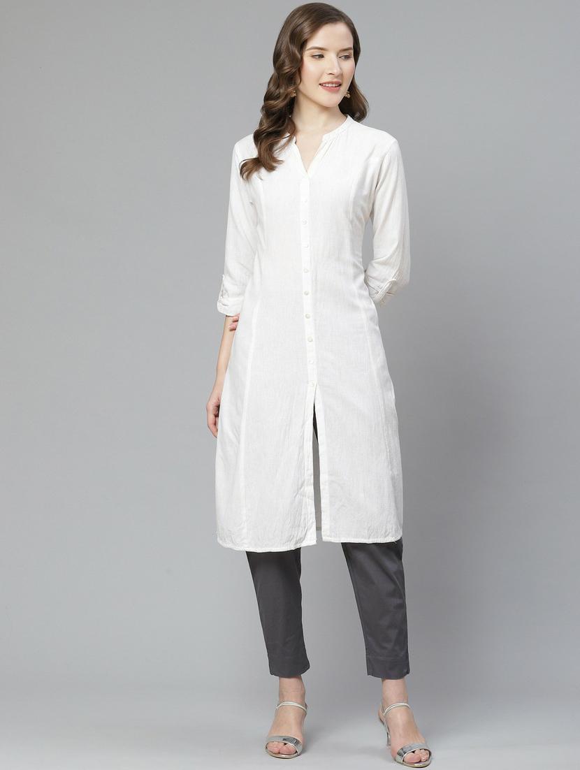 grey cotton straight tapered pant - 17495669 - Zoom Image - 4