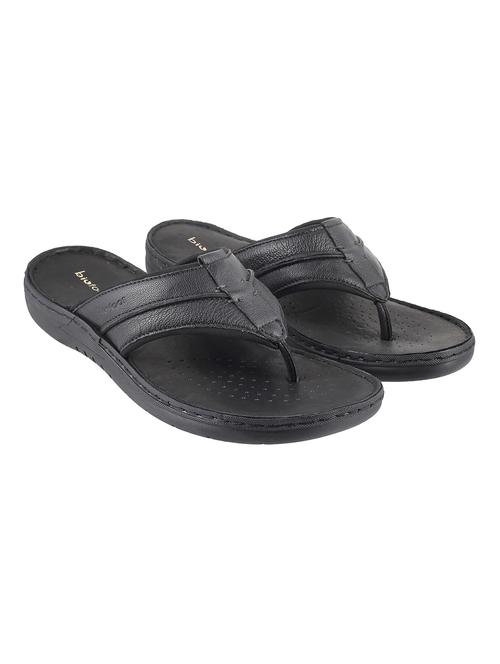black leather toe separator slippers - 17495902 - Standard Image - 1