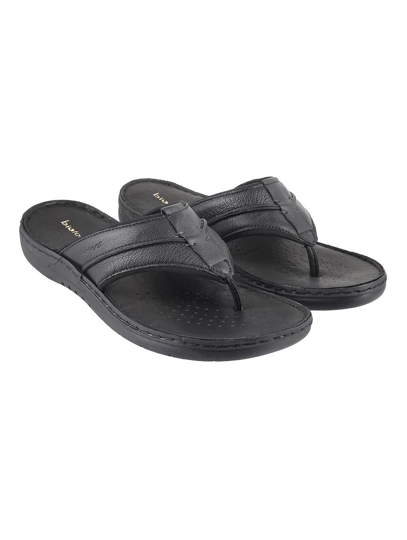 black leather toe separator slippers - 17495902 - Zoom Image - 1