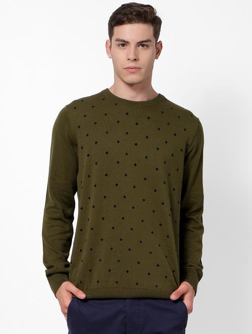 olive green printed pullover - 17496065 - Very Small Image - 1