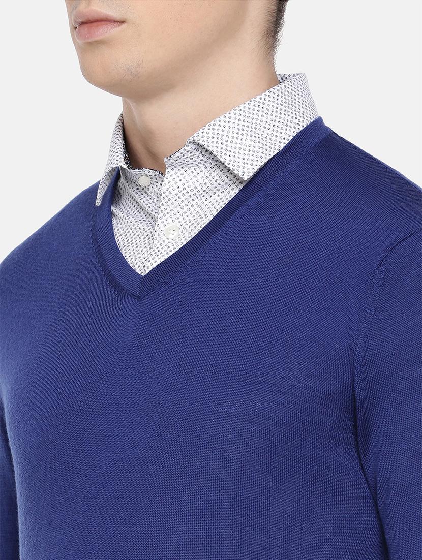 blue solid woolen pullover - 17496084 - Zoom Image - 6
