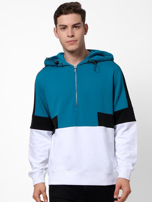 white color block cut & sew sweatshirt - 17496109 - Very Small Image - 1