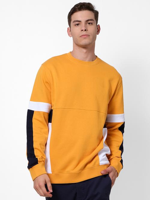orange color block cut & sew sweatshirt - 17496111 - Standard Image - 1