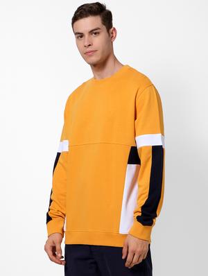 orange color block cut & sew sweatshirt - 17496111 - Standard Image - 2