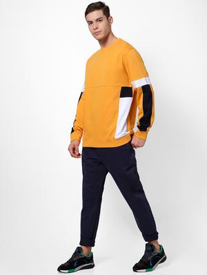orange color block cut & sew sweatshirt - 17496111 - Standard Image - 4