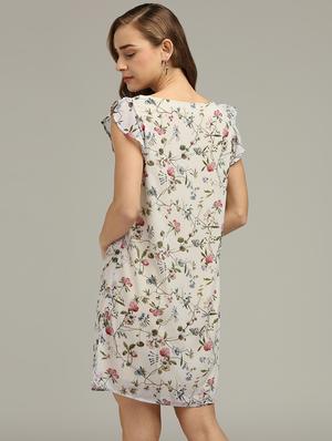 boat neck floral straight dress - 17496651 - Standard Image - 3