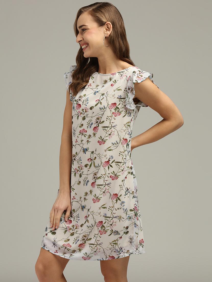 boat neck floral straight dress - 17496651 - Zoom Image - 2